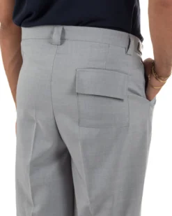 Pantaloni uomo gurkha doppia pinces fondo largo grigio melangiato GIOSAL-P6513A