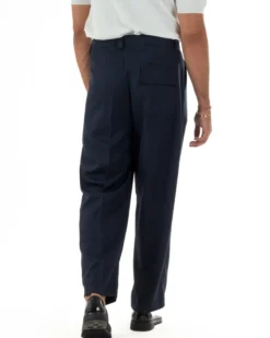 Pantaloni uomo gurkha doppia pinces fondo largo blu GIOSAL-P6515A