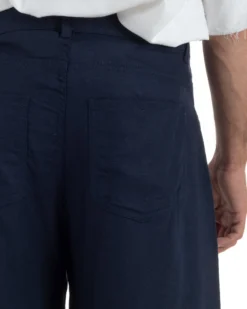 Pantaloni uomo lino baggy fit cinque tasche blu GIOSAL-P6501A