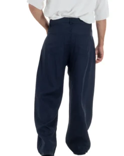 Pantaloni uomo lino baggy fit cinque tasche blu GIOSAL-P6501A