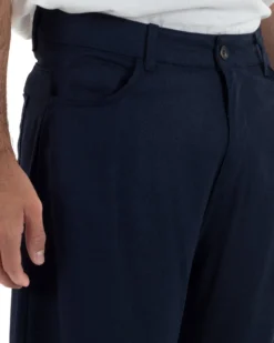 Pantaloni uomo lino baggy fit cinque tasche blu GIOSAL-P6501A