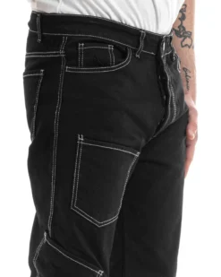 Pantaloni Uomo Lungo Cargo Jeans Nero Tasche Straight Fit GIOSAL-P5662A