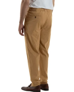 Pantaloni uomo pantalaccio chino lino elastico sul retro camel BERNA M-261237