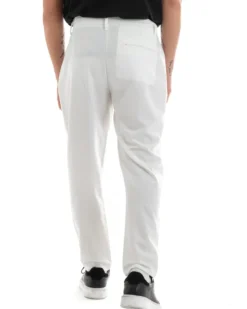 Pantaloni Uomo Pantalaccio Comodo Viscosa Con Elastico Con Pinces Straight Fit Tinta Unita Bianco GIOSAL-P5649A
