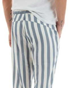 Pantaloni Uomo Pantalaccio Cotone Viscosa Lungo Jogger Casual Con Coulisse Con Elastico Rigato Blu GIOSAL-P5876A