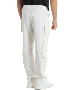 Pantaloni Uomo Pantalaccio Con Tasconi Cargo Baggy Bianco Con Coulisse Fondo Largo GIOSAL-P6007A