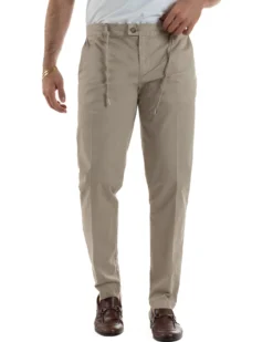 Pantaloni uomo pantalaccio chino tasche america elastico sul retro beige GIOSAL-P6493A