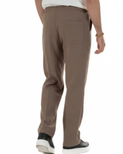 Pantaloni uomo pantalaccio morbido viscosa baggy fondo largo marrone GIOSAL-P6443A