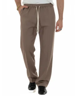 Pantaloni uomo pantalaccio morbido viscosa baggy fondo largo marrone GIOSAL-P6443A