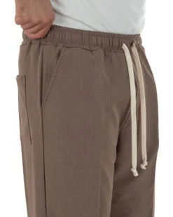 Pantaloni uomo pantalaccio morbido viscosa baggy fondo largo marrone GIOSAL-P6443A