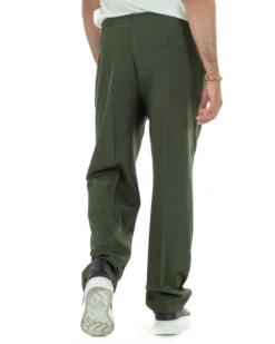 Pantaloni Uomo Pantalaccio Morbido Viscosa Baggy Fondo Largo Verde P6093A