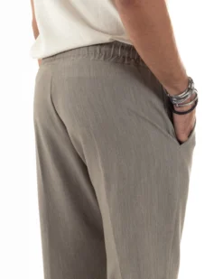 Pantaloni Uomo Pantalaccio Morbido Coulisse Viscosa Invernale Beige Melangiato P6153A