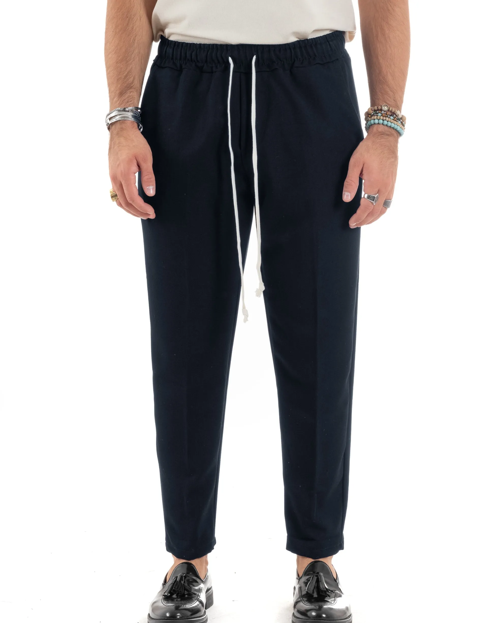 Pantaloni Uomo Pantalaccio Morbido Coulisse Viscosa Invernale Blu P6157A