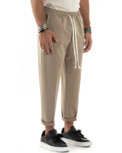 Pantaloni Uomo Pantalaccio Morbido Coulisse Viscosa Invernale Beige P6156A