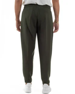 Pantaloni Uomo Pantalaccio Morbido Coulisse Viscosa Invernale Verde P6340A