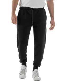 Pantaloni uomo pantalaccio tuta cotone logo basic nero ICON IUP003