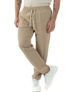 Pantaloni Uomo Pantalaccio Viscosa Morbido Regular Fit Beige P6246A