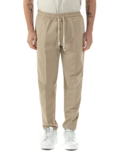Pantaloni Uomo Pantalaccio Viscosa Morbido Regular Fit Beige P6246A