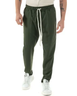 Pantaloni Uomo Pantalaccio Viscosa Morbido Regular Fit Verde P6248A