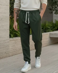Pantaloni Uomo Pantalaccio Viscosa Morbido Regular Fit Verde P6248A