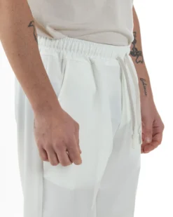 Pantaloni Uomo Pantalaccio Viscosa Morbido Regular Fit Bianco P6249A