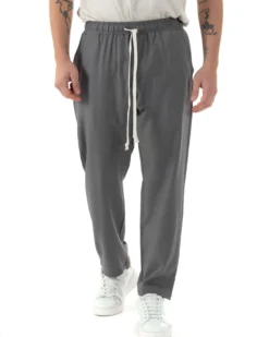 Pantaloni Uomo Pantalaccio Viscosa Morbido Regular Fit Grigio P6244A