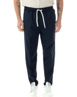 Pantaloni Uomo Pantalaccio Viscosa Morbido Regular Fit Blu P6245A