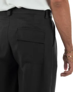 Pantaloni uomo sartoriali con pinces fondo largo nero GIOSAL-P6516A
