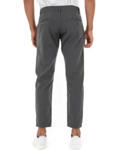 Pantaloni Uomo Slim Cotone Elastico Classico Tasche America Basic Grigio Scuro GIOSAL-P5001A