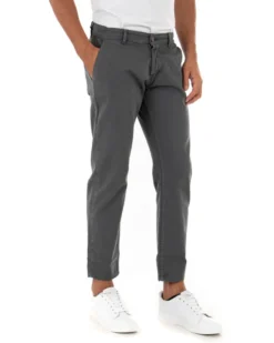 Pantaloni Uomo Slim Cotone Elastico Classico Tasche America Basic Grigio Scuro GIOSAL-P5001A