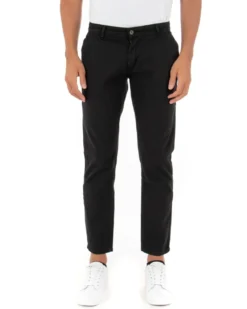 Pantaloni Uomo Slim Cotone Elastico Classico Tasche America Basic Nero GIOSAL-P5004A