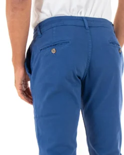 Pantaloni Uomo Slim Cotone Elastico Classico Tasche America Basic Blu Royal GIOSAL-P5007A