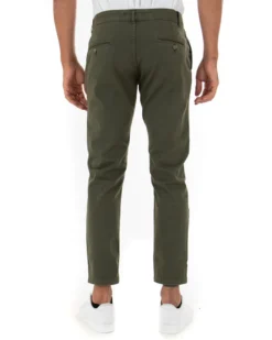 Pantaloni Uomo Slim Cotone Elastico Classico Tasche America Basic Verde GIOSAL-P5005A