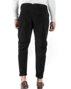Pantaloni Uomo Tasca America Classico Velluto Costine Nero Casual GIOSAL-P6004A