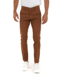 Pantaloni Uomo Tasca America Lungo Classico Slim Tabacco GIOSAL-P5402A