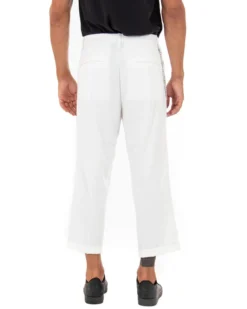 Pantaloni Uomo Tasca America Corto Ampio Boot Cut Taschino Bianco GIOSAL-P5103A