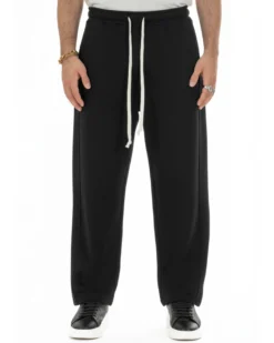 Pantaloni uomo tuta balloon fit cotone leggero pantalaccio japan baggy nero GIOSAL-P6441A