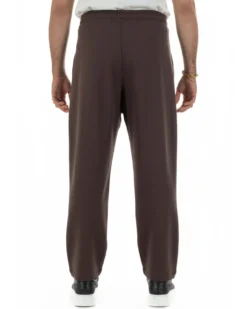 Pantaloni uomo tuta balloon fit cotone leggero pantalaccio japan baggy marrone GIOSAL-P6439A