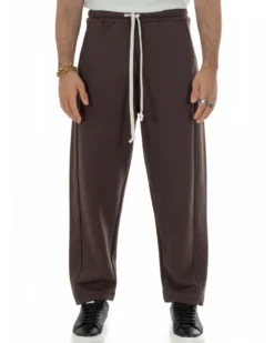 Pantaloni uomo tuta balloon fit cotone leggero pantalaccio japan baggy marrone GIOSAL-P6439A