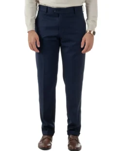 Pantaloni Uomo Viscosa Abbottonatura Allungata Elegante Classico Blu P6430A