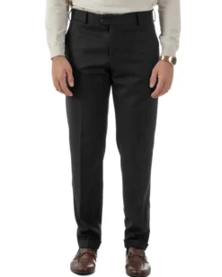 Pantaloni Uomo Viscosa Abbottonatura Allungata Elegante Classico Nero P6431A