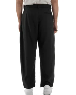 Pantaloni uomo viscosa baggy abbottonatura asimmetrica nero GIOSAL-P6465A