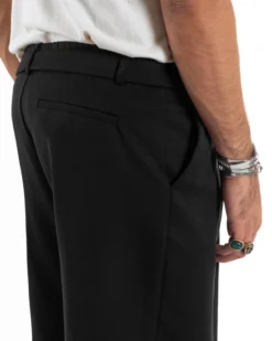 Pantaloni Uomo Viscosa Baggy Fondo Ampio Fusciacca Nero GIOSAL-P6189A