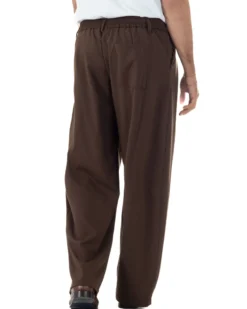 Pantaloni uomo viscosa baggy wide fit pinces estivo marrone GIOSAL-P6460A