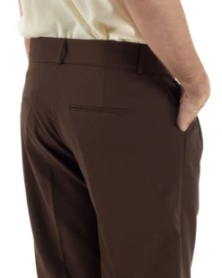 Pantaloni uomo viscosa baggy fondo ampio vita alta pinces marrone GIOSAL-P6481A