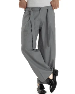 Pantaloni Uomo Viscosa Baggy Fondo Ampio Fusciacca Grigio GIOSAL-P6289A