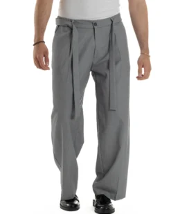 Pantaloni Uomo Viscosa Baggy Fondo Ampio Fusciacca Grigio GIOSAL-P6289A