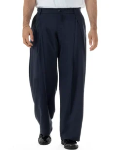 Pantaloni uomo viscosa baggy wide fit pinces estivo blu GIOSAL-P6458A