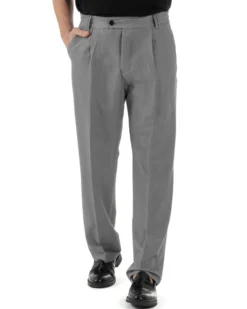 Pantaloni uomo viscosa baggy fondo ampio elastico sul retro abbottonatura allungata grigio GIOSAL-P6261A