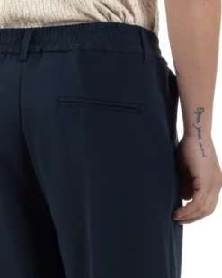Pantaloni uomo viscosa baggy fondo ampio elastico sul retro abbottonatura allungata blu GIOSAL-P6260A